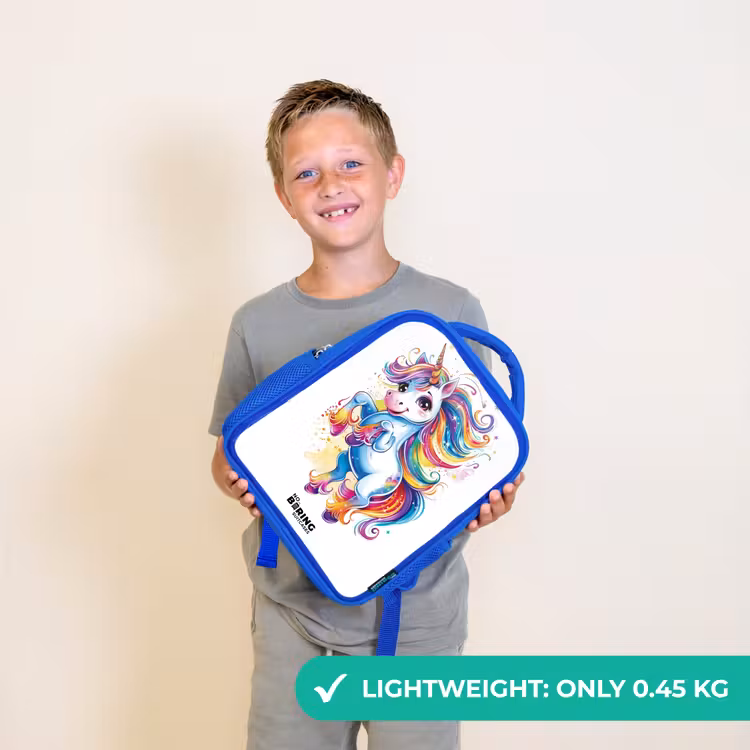 Kids backpack - Blue - Prancing Unicorn with Rainbow Moons — 3