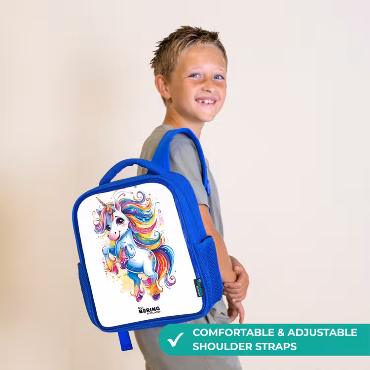 Kids backpack - Blue - Prancing Unicorn with Rainbow Moons — 4