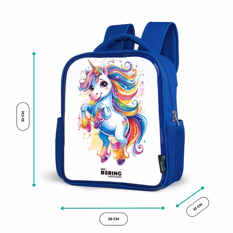 Kids backpack - Blue - Prancing Unicorn with Rainbow Moons — 6