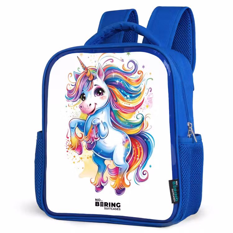 Kids backpack - Blue - Prancing Unicorn with Rainbow Moons — 7