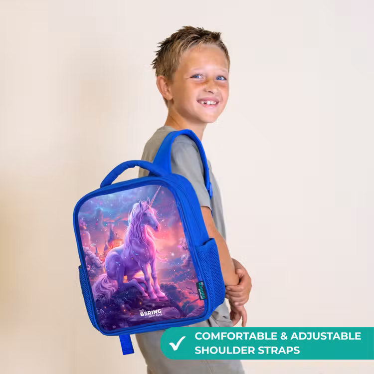 Kids backpack - Blue - Purple Unicorn in Magical Environment — 4
