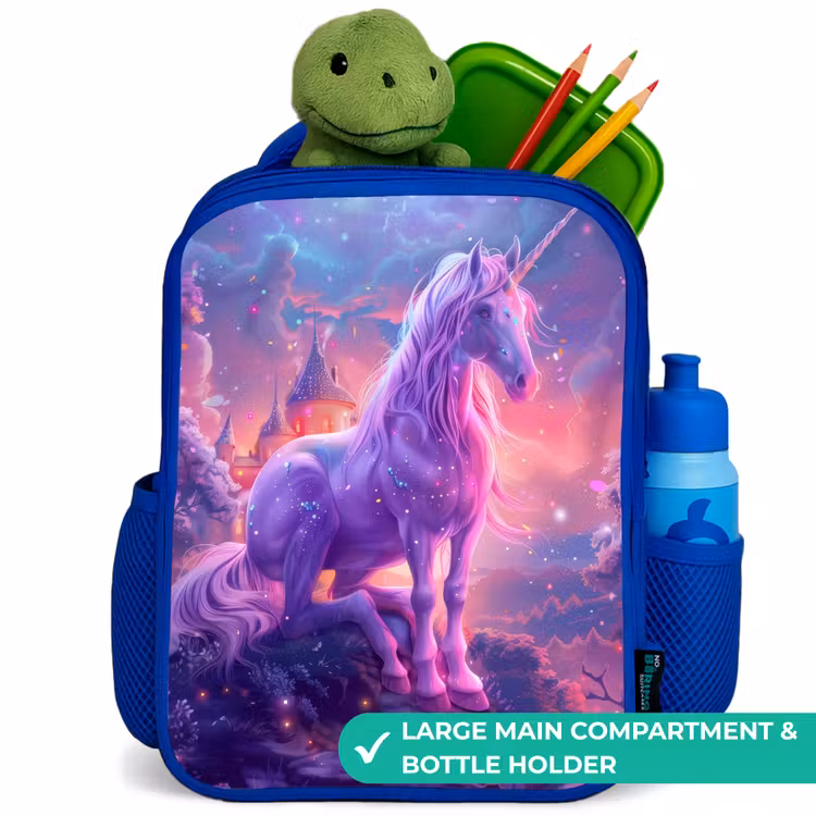 Kids backpack - Blue - Purple Unicorn in Magical Environment — 5