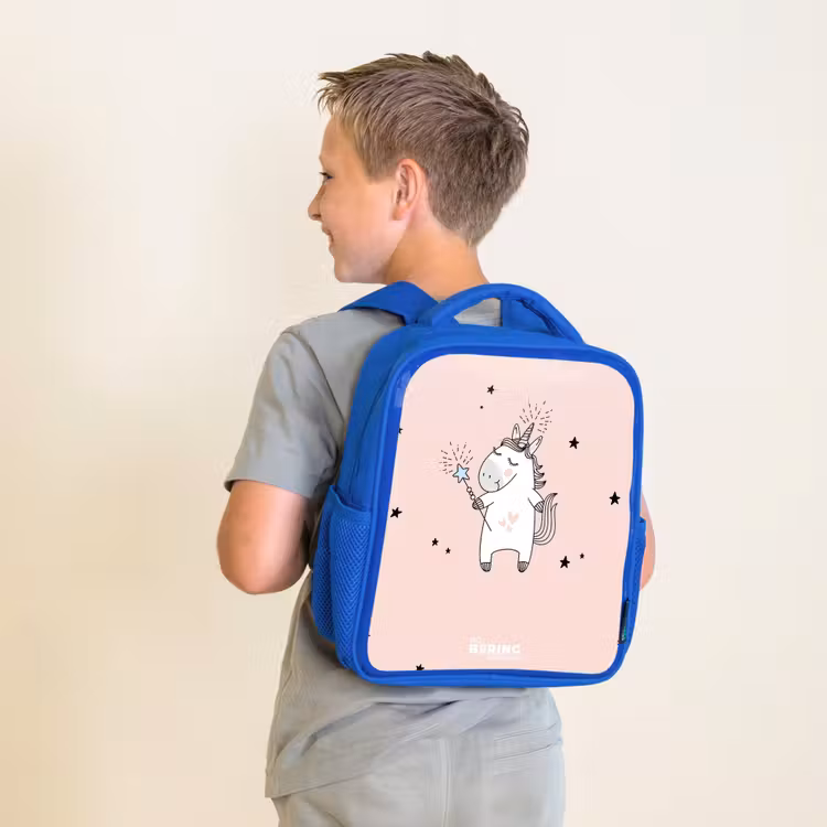 Kids backpack - Blue - Signed unicorn with magic wand — 2