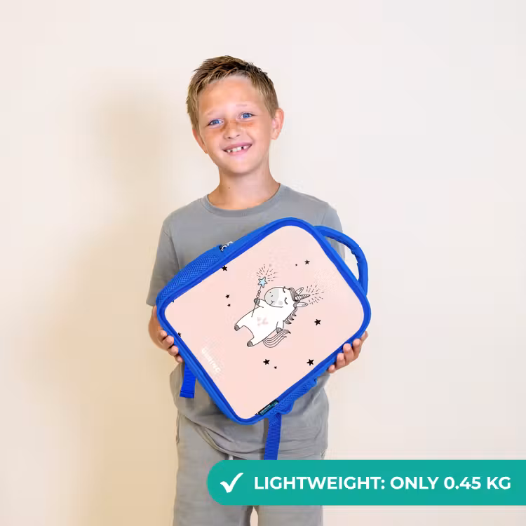 Kids backpack - Blue - Signed unicorn with magic wand — 3