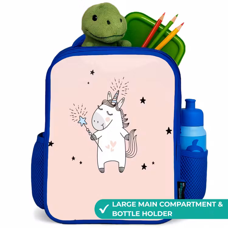 Kids backpack - Blue - Signed unicorn with magic wand — 5