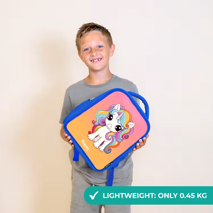 Kids backpack - Blue - Small unicorn with rainbow colors — 3