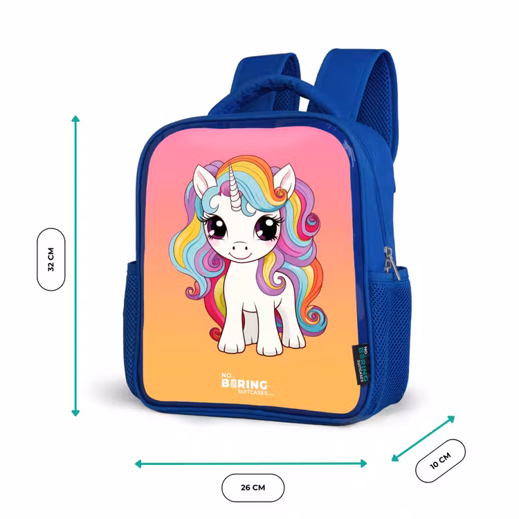 Kids backpack - Blue - Small unicorn with rainbow colors — 6