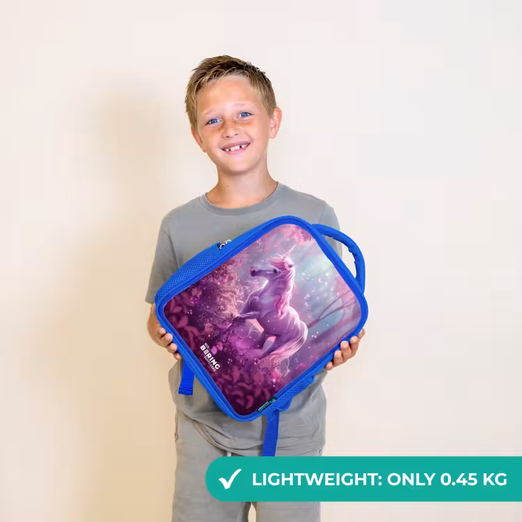 Kids backpack - Blue - Unicorn Surrounded by Purple Nature — 3