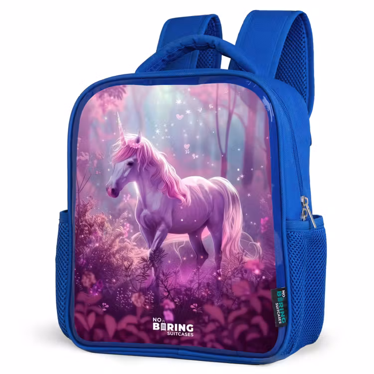 Kids backpack - Blue - Unicorn Surrounded by Purple Nature — 7