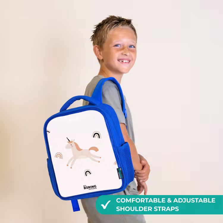 Kids backpack - Blue - Unicorn with orange mane — 4
