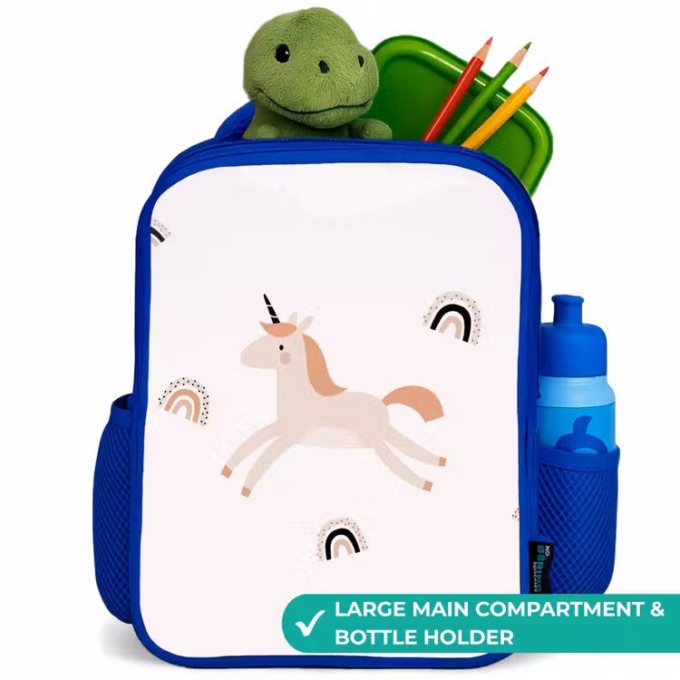 Kids backpack - Blue - Unicorn with orange mane — 5