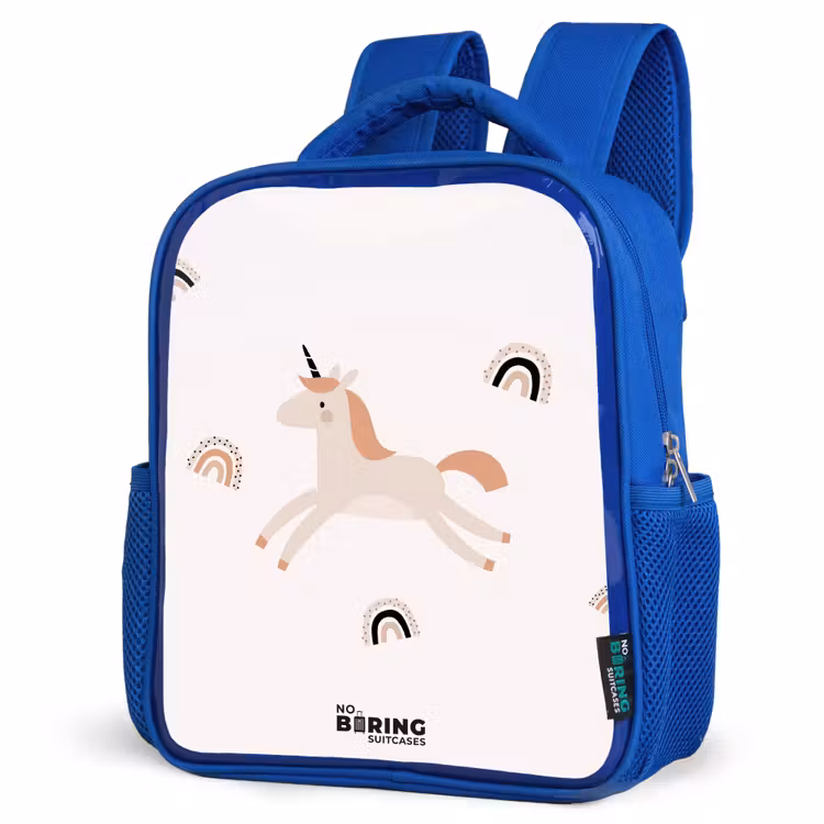 Kids backpack - Blue - Unicorn with orange mane — 7