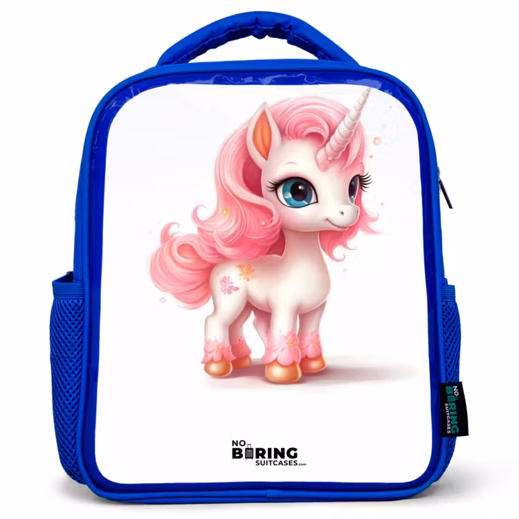 Kids backpack - Blue - Unicorn with pink mane — 1