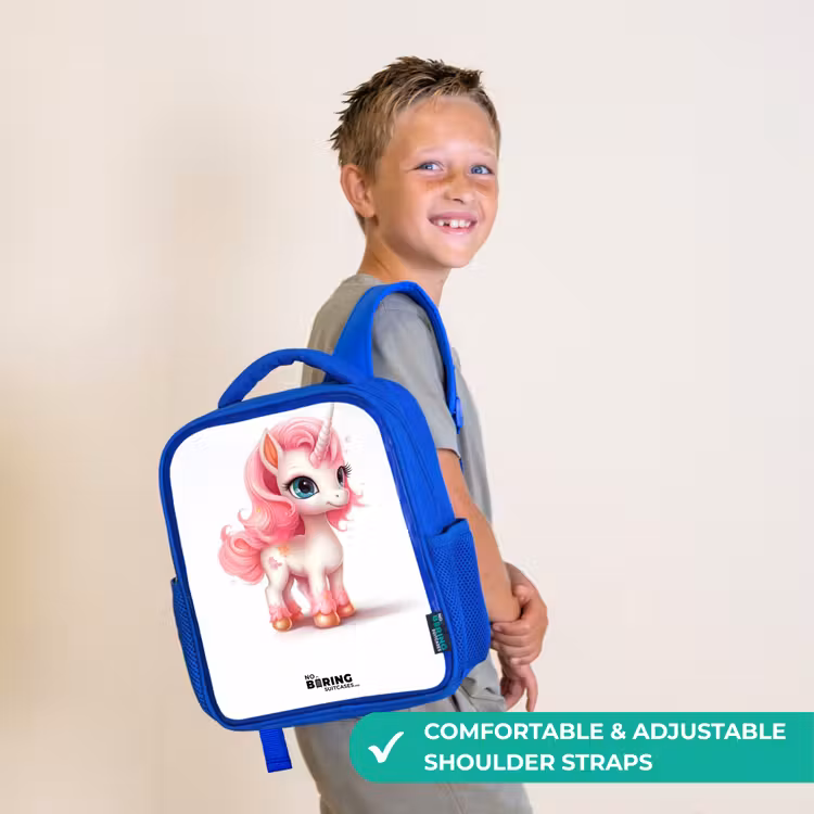 Kids backpack - Blue - Unicorn with pink mane — 4