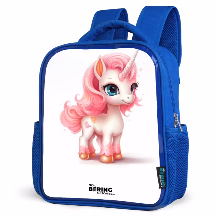 Kids backpack - Blue - Unicorn with pink mane — 7