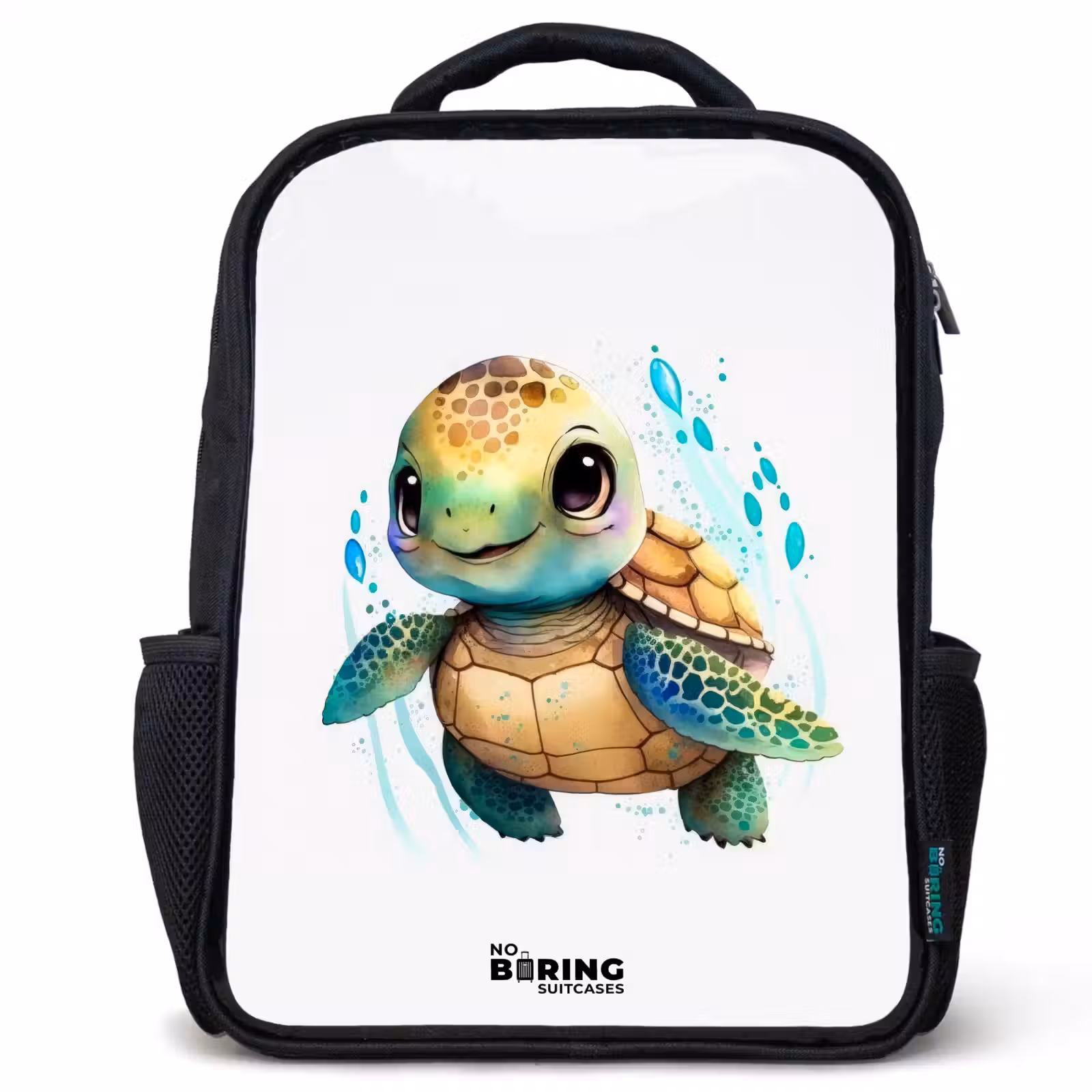 Kids backpack - Black - Big-eyed sea turtle — 1