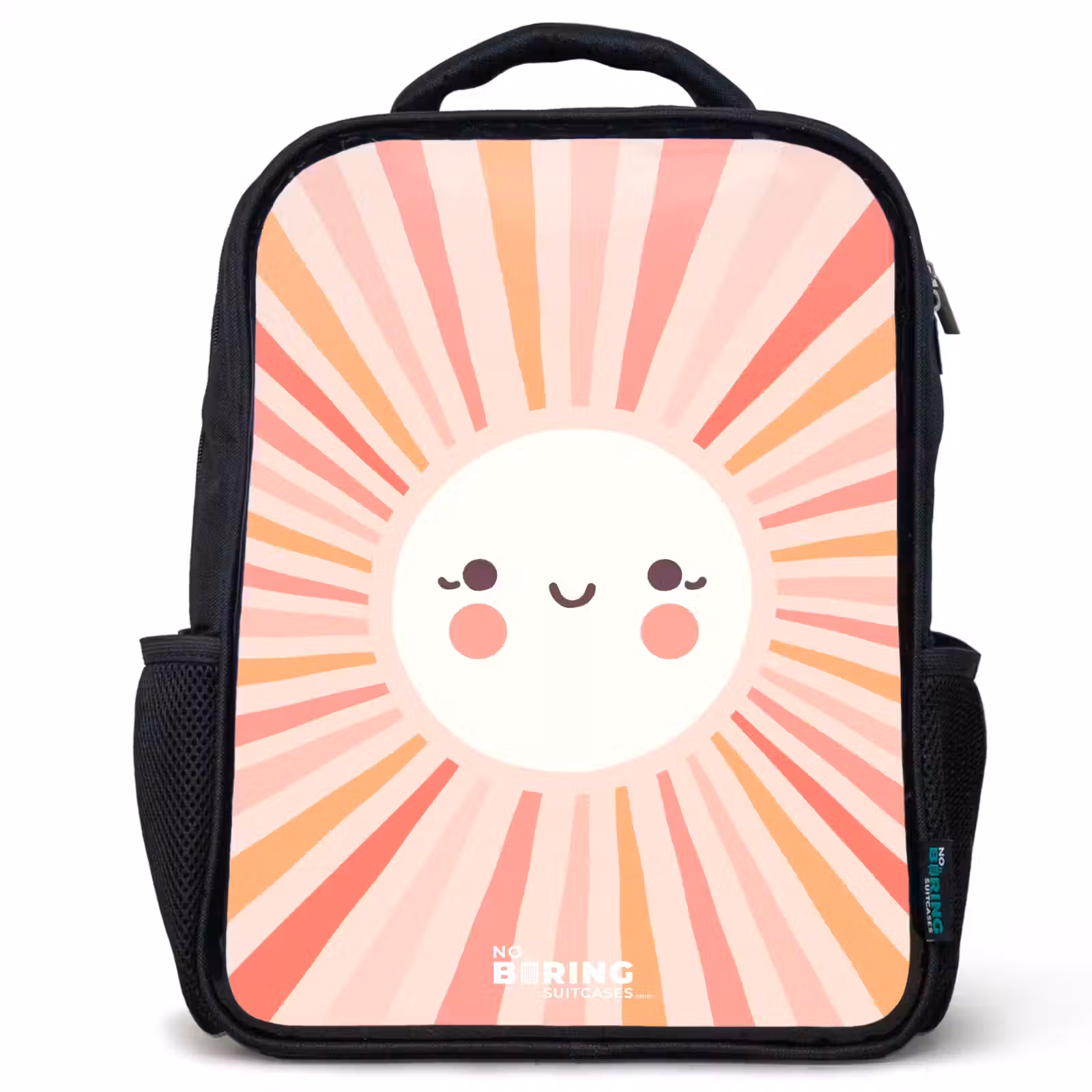Kids backpack - Black - Round sun with face — 1