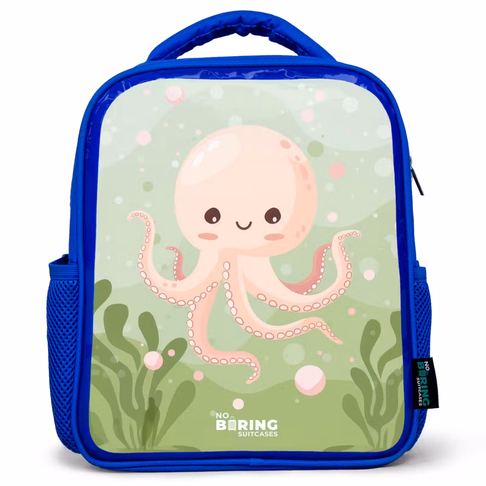 Kids backpack - Blue - Pink octopus with a smile — 1