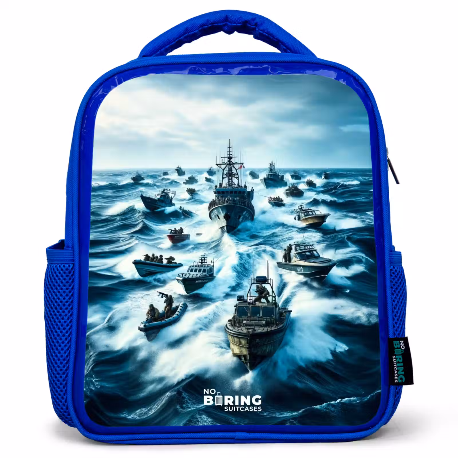 Kids backpack - Blue - Ships in the sea — 1
