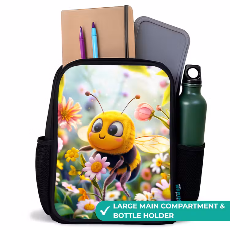 Kids backpack - Black - Bee on flower — 10