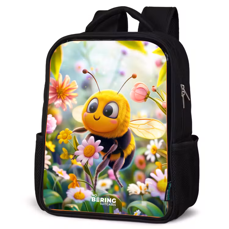 Kids backpack - Black - Bee on flower — 6