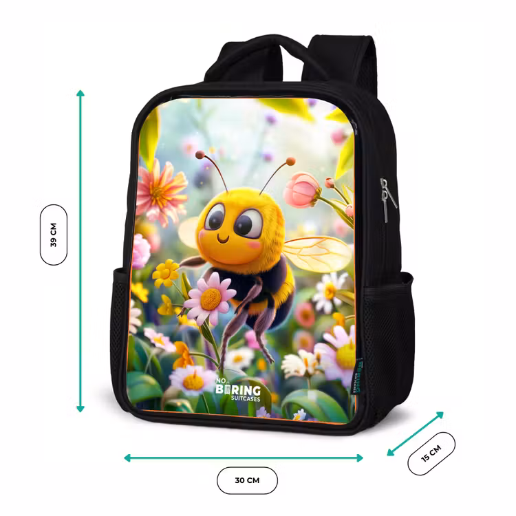 Kids backpack - Black - Bee on flower — 8
