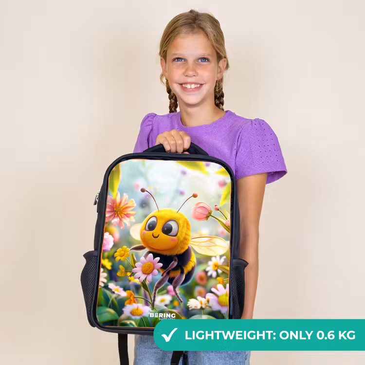Kids backpack - Black - Bee on flower — 9