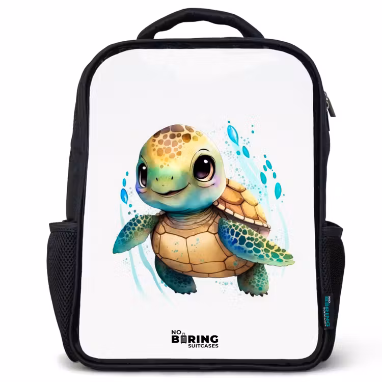 Kids backpack - Black - Big-eyed sea turtle — 1