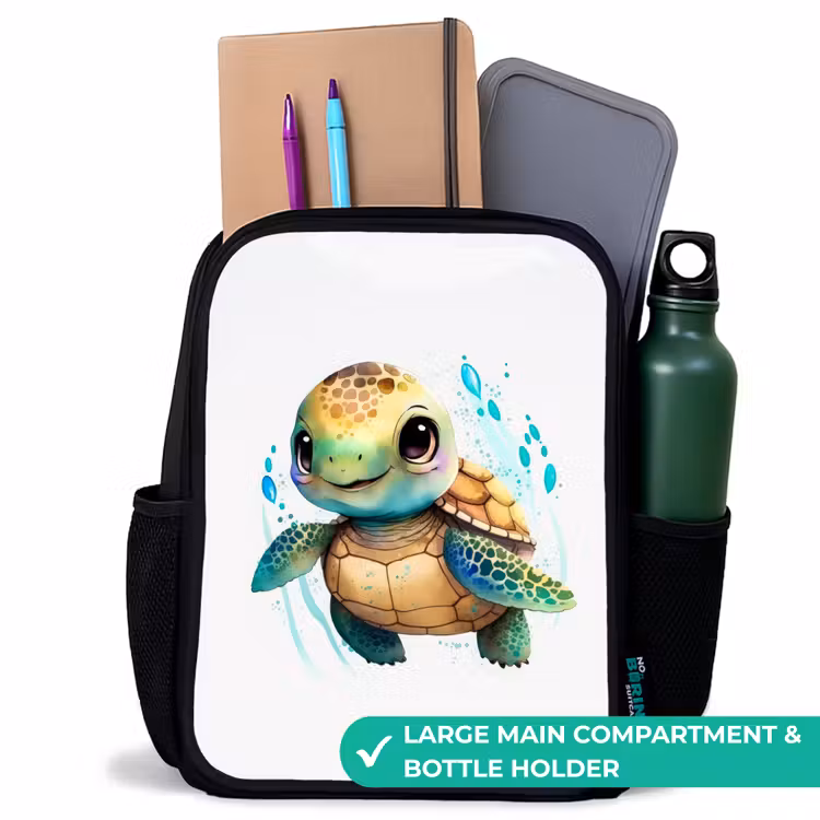 Kids backpack - Black - Big-eyed sea turtle — 10