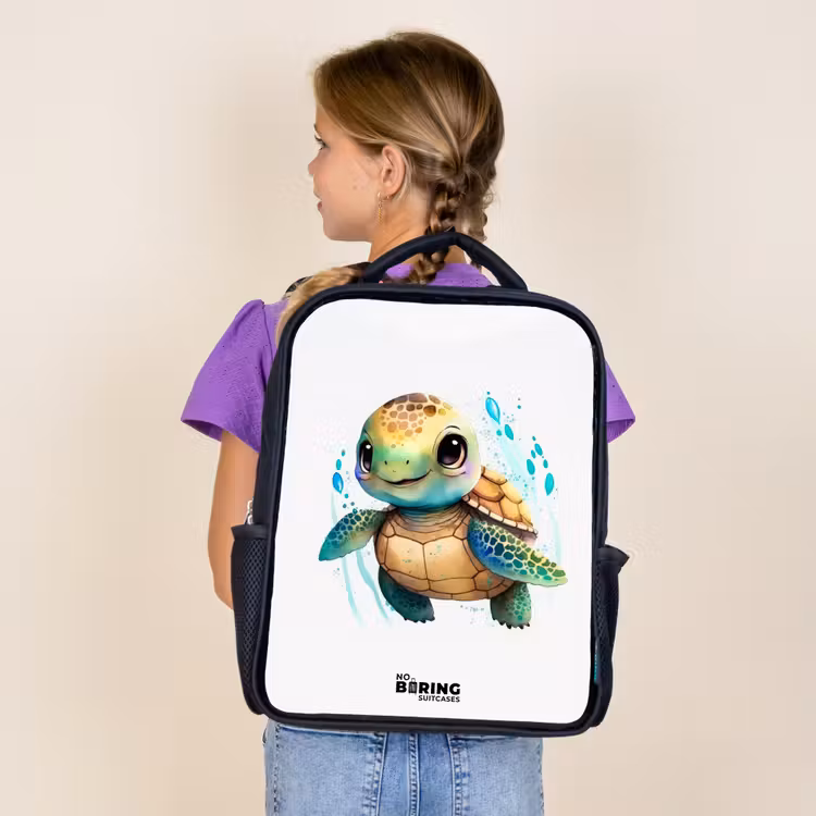 Kids backpack - Black - Big-eyed sea turtle — 4