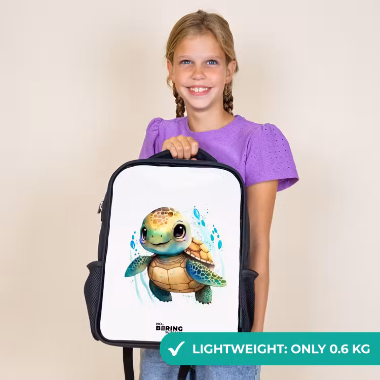 Kids backpack - Black - Big-eyed sea turtle — 9