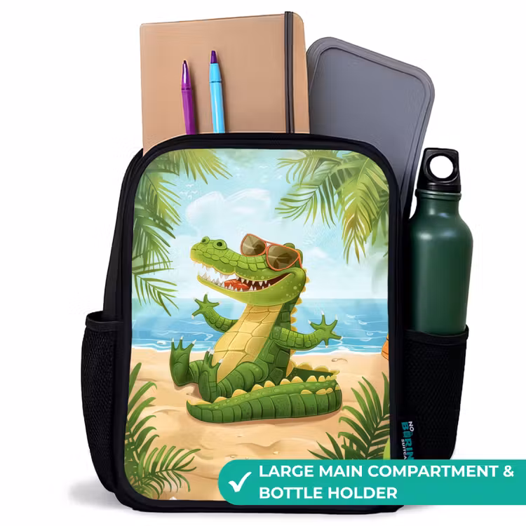 Kids backpack - Black - Crocodile on the beach — 10