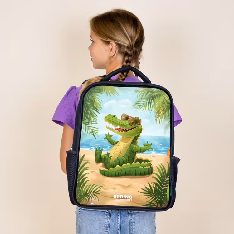 Kids backpack - Black - Crocodile on the beach — 4