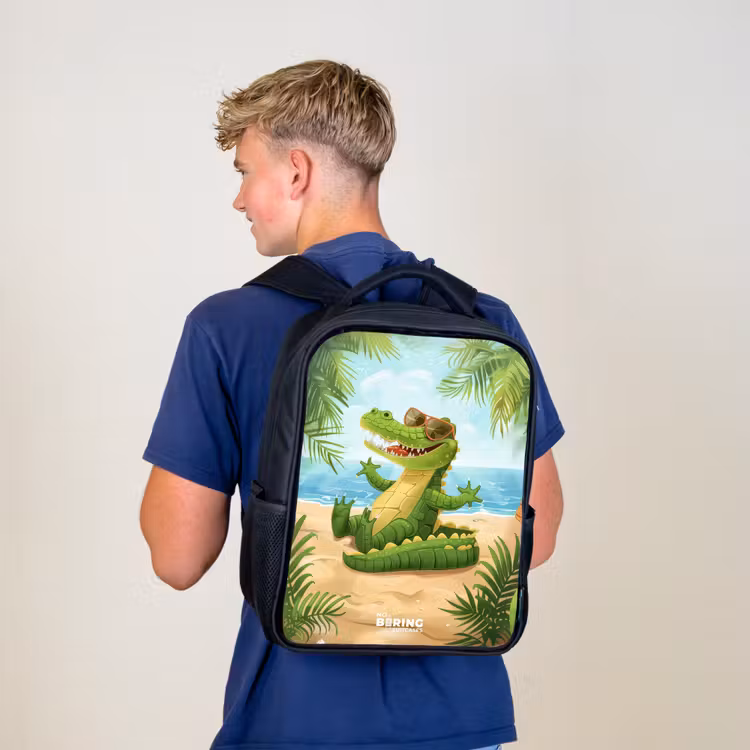 Kids backpack - Black - Crocodile on the beach — 5