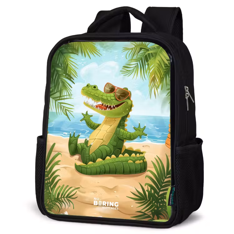 Kids backpack - Black - Crocodile on the beach — 6