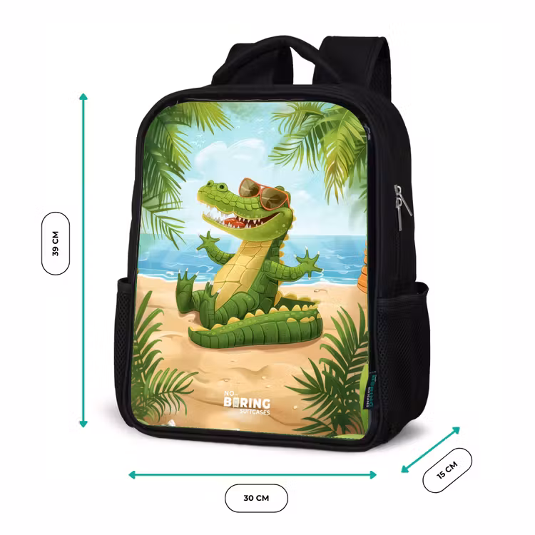 Kids backpack - Black - Crocodile on the beach — 8