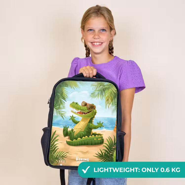 Kids backpack - Black - Crocodile on the beach — 9