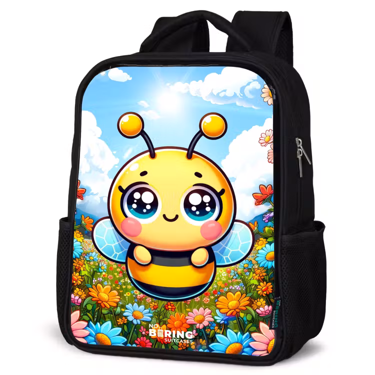 Kids backpack - Black - Cute bee among flowers — 6
