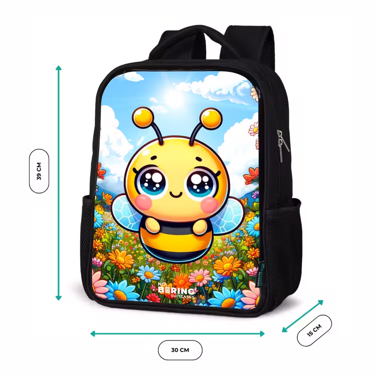 Kids backpack - Black - Cute bee among flowers — 8