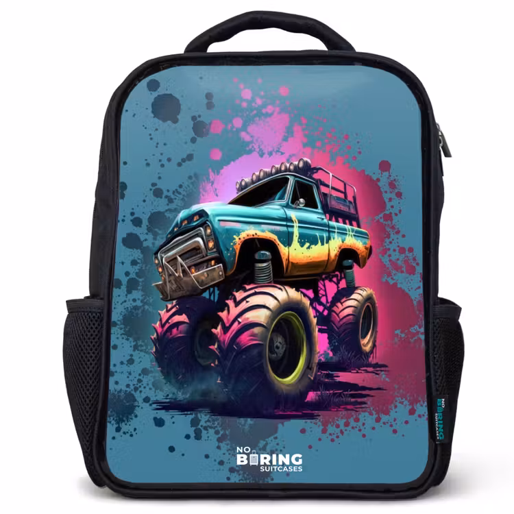 Kids backpack - Black - Monster Wheels — 1