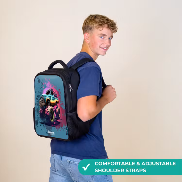Kids backpack - Black - Monster Wheels — 11