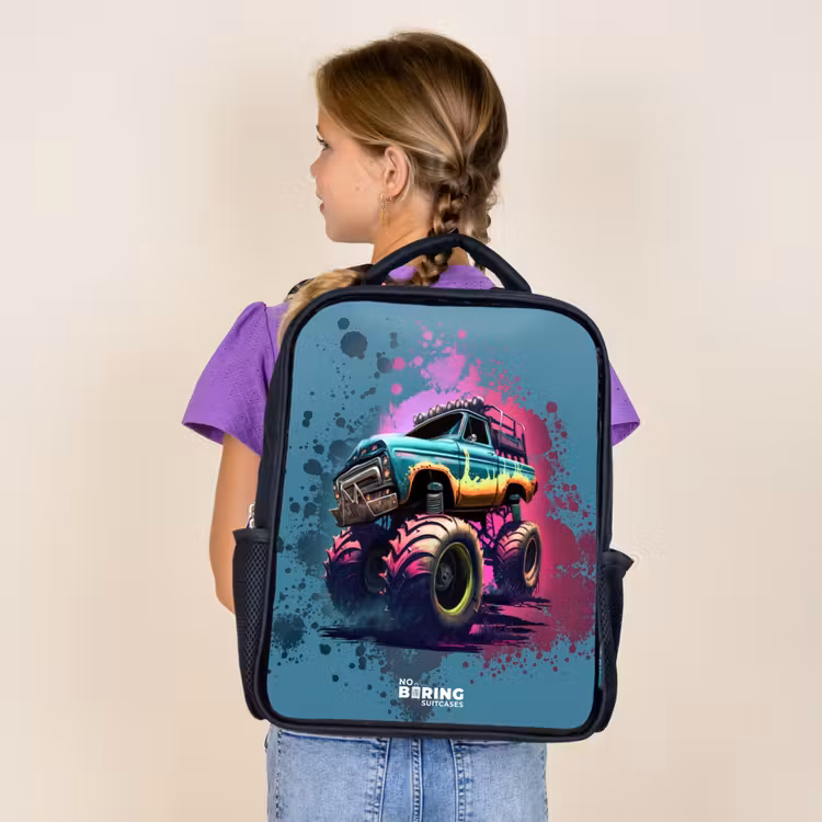Kids backpack - Black - Monster Wheels — 4