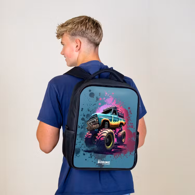 Kids backpack - Black - Monster Wheels — 5