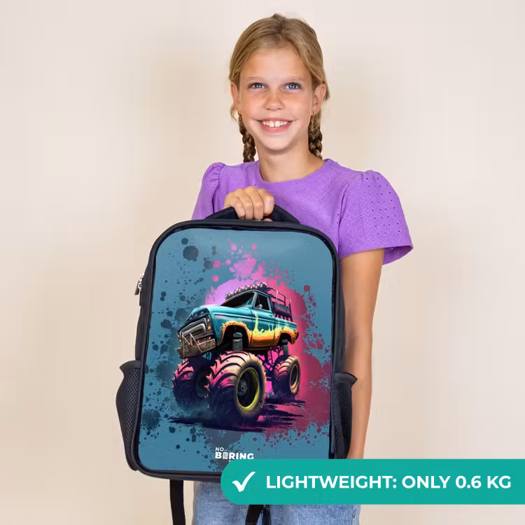 Kids backpack - Black - Monster Wheels — 9