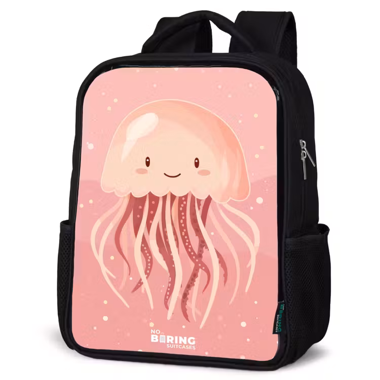 Kids backpack - Black - Pink jellyfish with face — 6