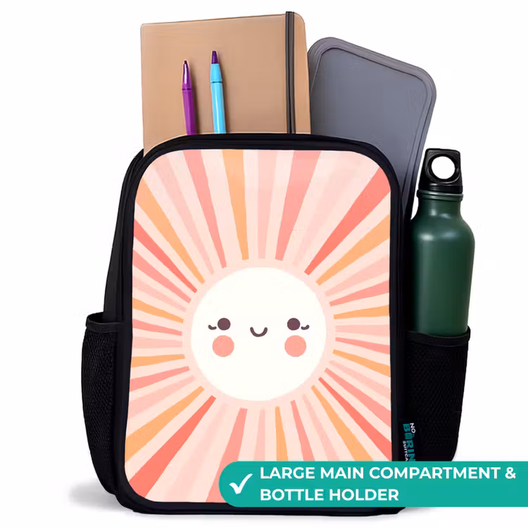 Kids backpack - Black - Round sun with face — 10