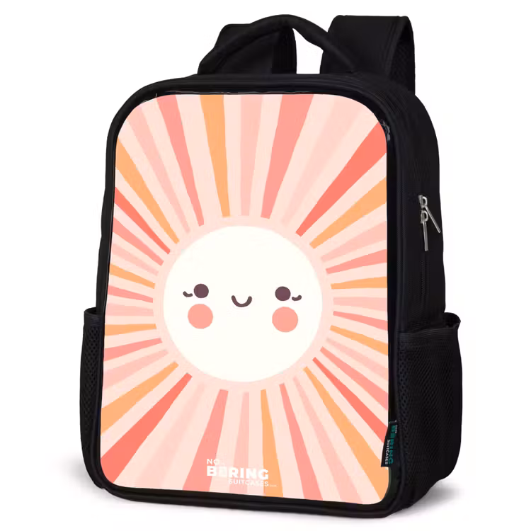Kids backpack - Black - Round sun with face — 6