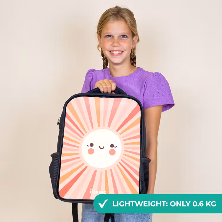 Kids backpack - Black - Round sun with face — 9