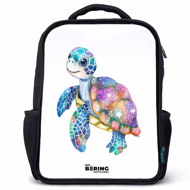 Kids backpack - Black - sea turtle full of colors — 1