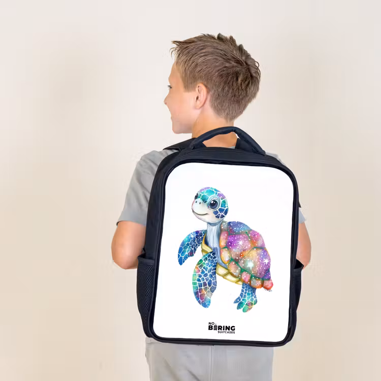 Kids backpack - Black - sea turtle full of colors — 2